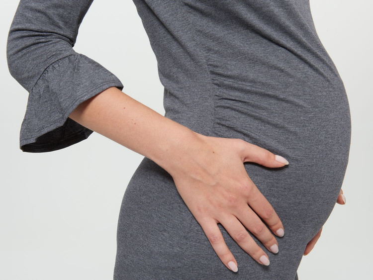 پیراهن حاملگی دستک دار اسمارا طوسی سیر سایز 44/46 64 نمای شکم