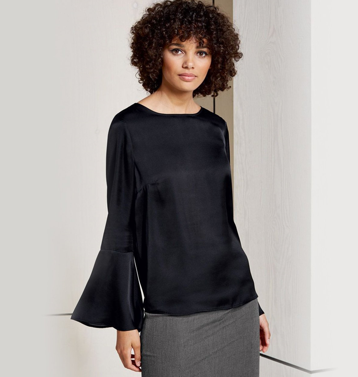 بلوز آستین کلوش سرمه ای اسمارا دخترانه و زنانه 81 تنخور