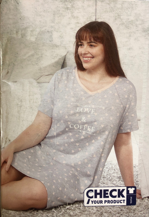 پیراهن خواب زنانه طرح قلب برند blue motion سایز L 44/46 140 نمای لباس