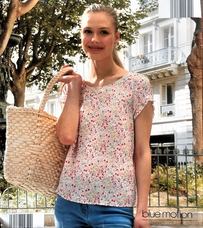 شومیز گلدار زنانه برند blue motion 175 تنخور