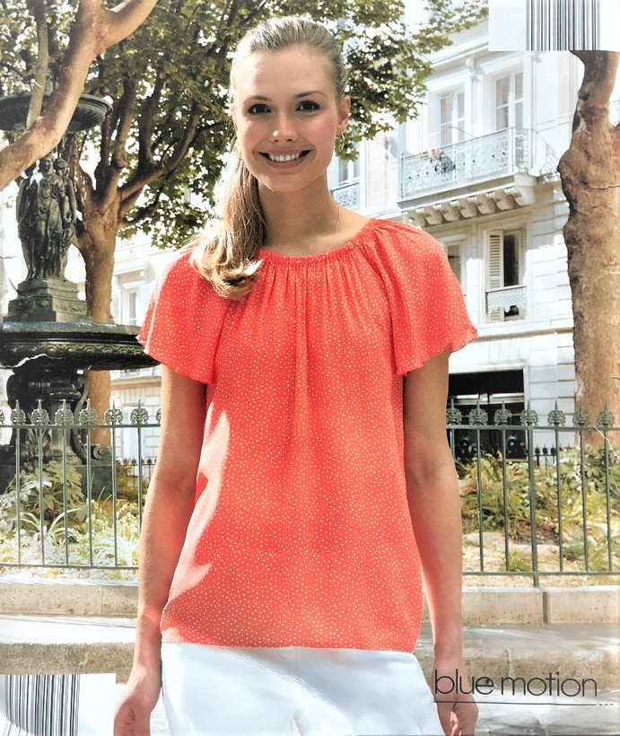 شومیز آستین کوتاه زنانه گلدار برند blue motion 176 تنخور