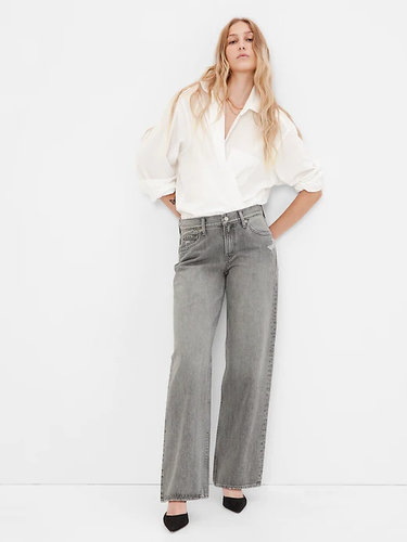 شلوار جین بگ زنانه برند GAP مدل Low Stride زاپ دار 230 تنخور از جلو