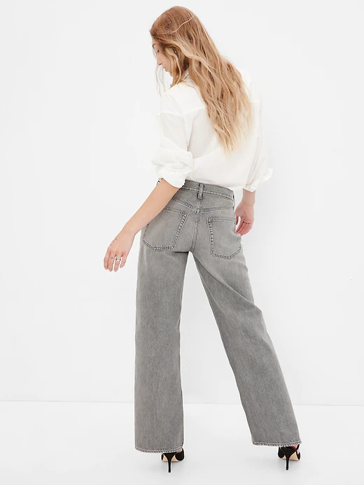 شلوار جین نیم بگ زنانه برند GAP مدل LOW STRIDE SPORTIF TAILLE BASSE زاپ دار 231 تنخور از پست