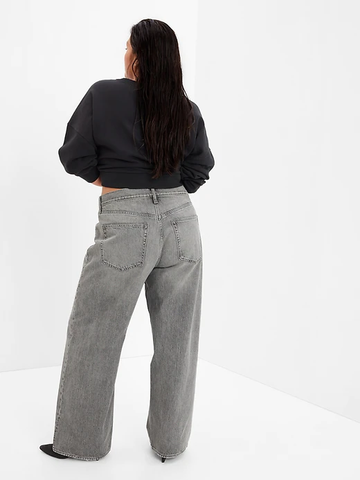 شلوار جین نیم بگ زنانه برند GAP مدل LOW STRIDE SPORTIF TAILLE BASSE زاپ دار 232 تنخوراز پشت