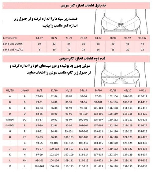 سوتین زنانه اسفنجی فنر دار برند M&S پک 3 تایی سفید و مشکی 126 راهنمای انتخاب سایز سوتین