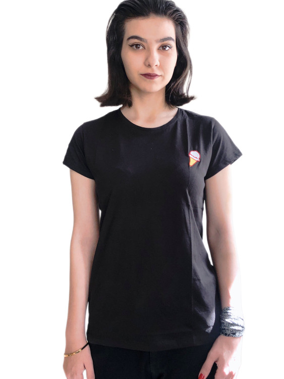 تیشرت زنانه آستین کوتاه برند H&M گلدوزی 296 تنخور