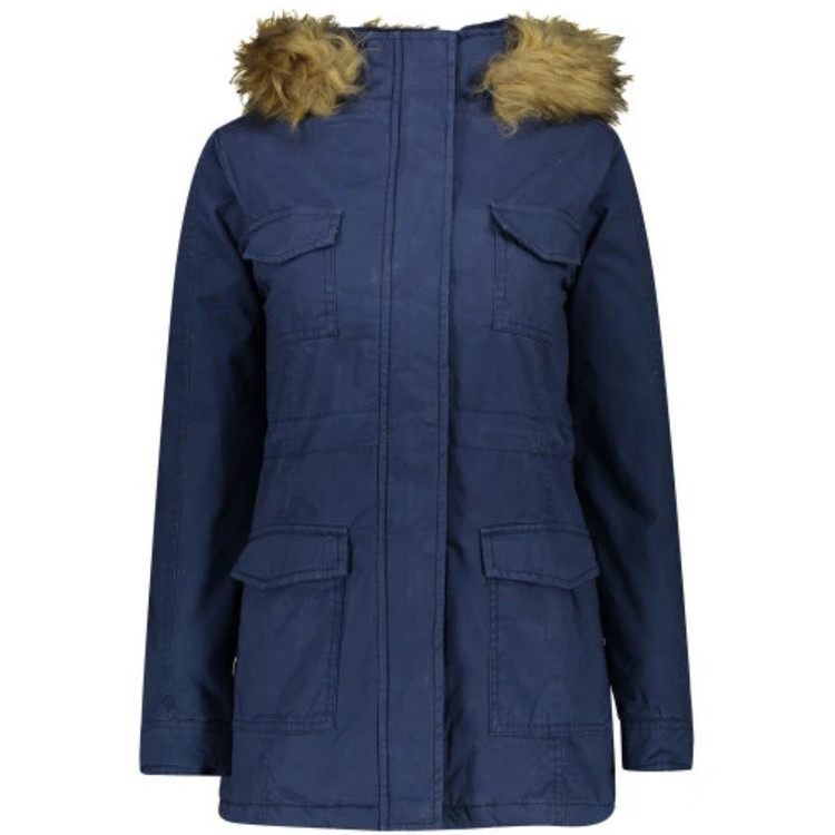 411-کاپشن کتان زنانه خزدار -1