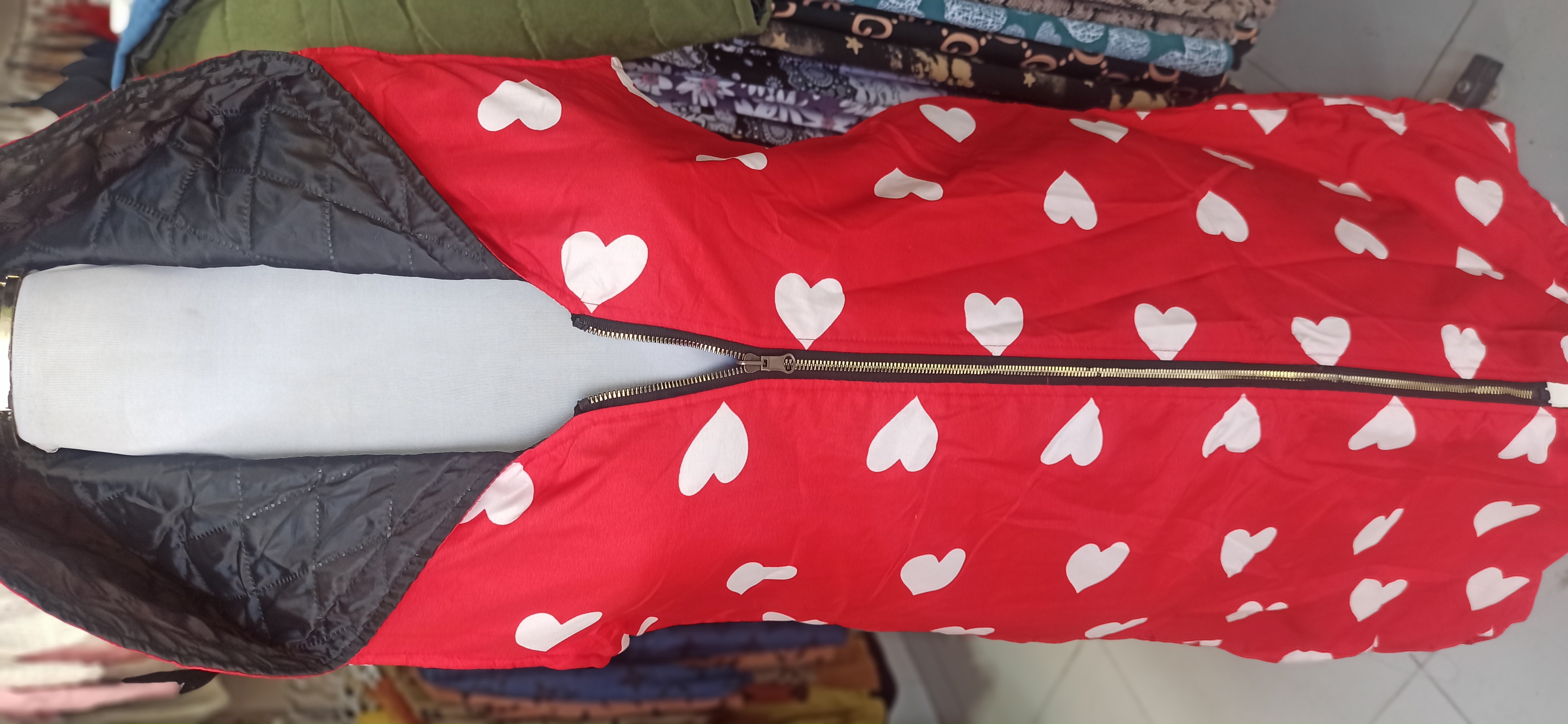 پافر کلاهدار بلند دو رویه طرحدار دخترانه-1