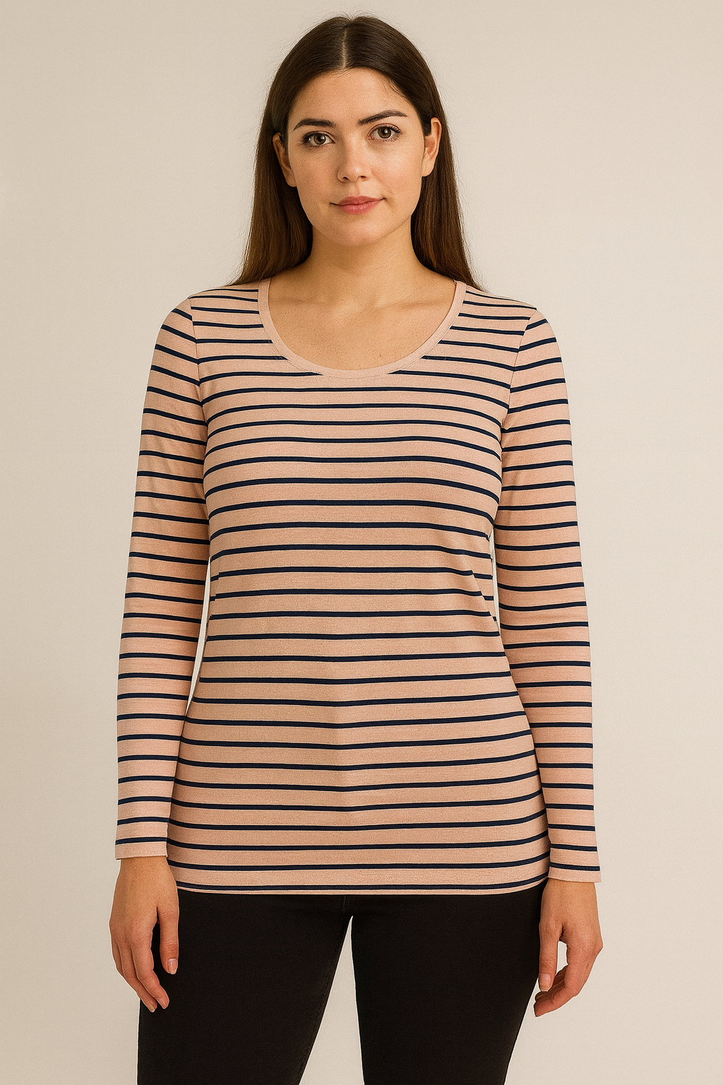 تیشرت نخی راه راه زنانه Basics460