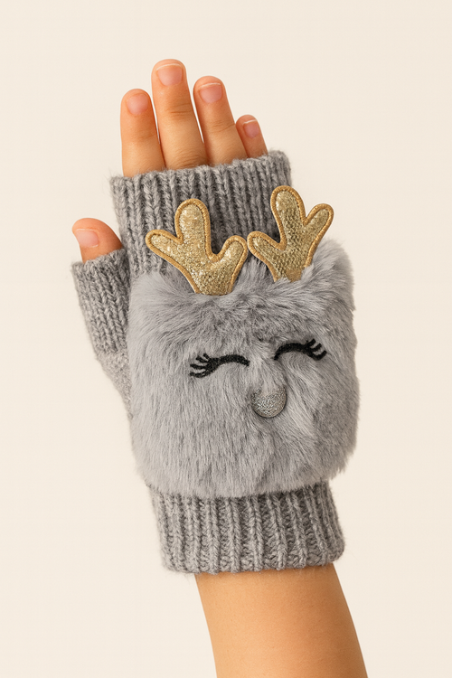 دستکش دخترانه بافت انگشتی گوزنی467