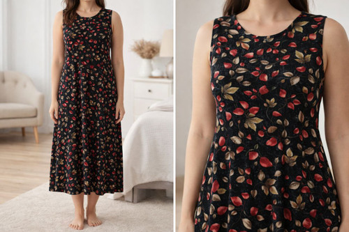 پیراهن لمه زنانه گلدار-طرح1