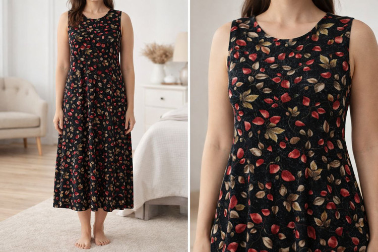 پیراهن لمه زنانه گلدار-طرح1